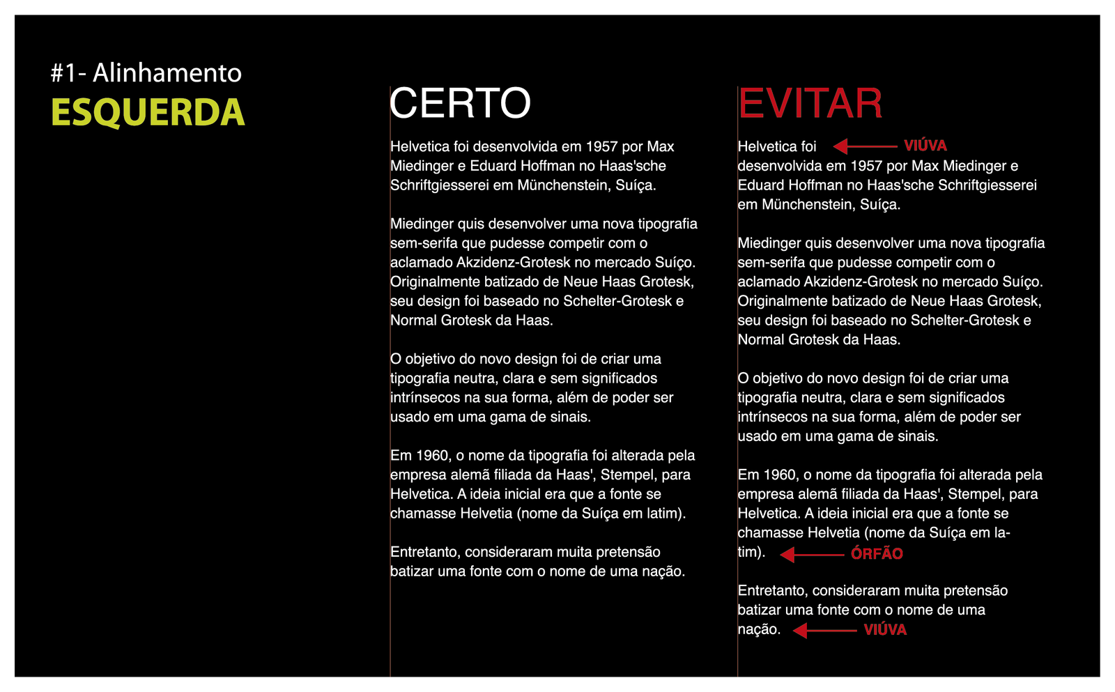 Alinhamento Esquerda - Viúvas e Órfãos