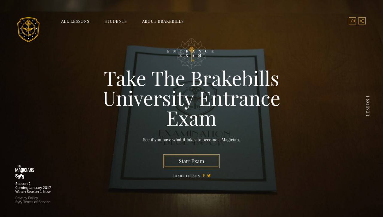 Take the Brakebills University Entrance Exam