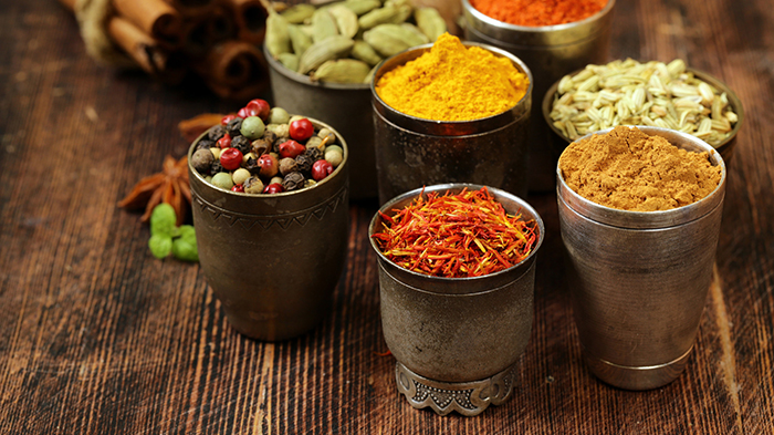 variety of spices (saffron, paprika, pepper, fennel, cinnamon, t